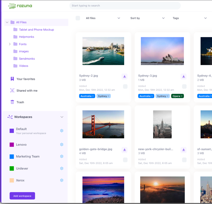Razuna Workspace redesign